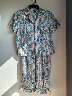 Cynthia Rowley Pajama Set pants and button down tshirt
